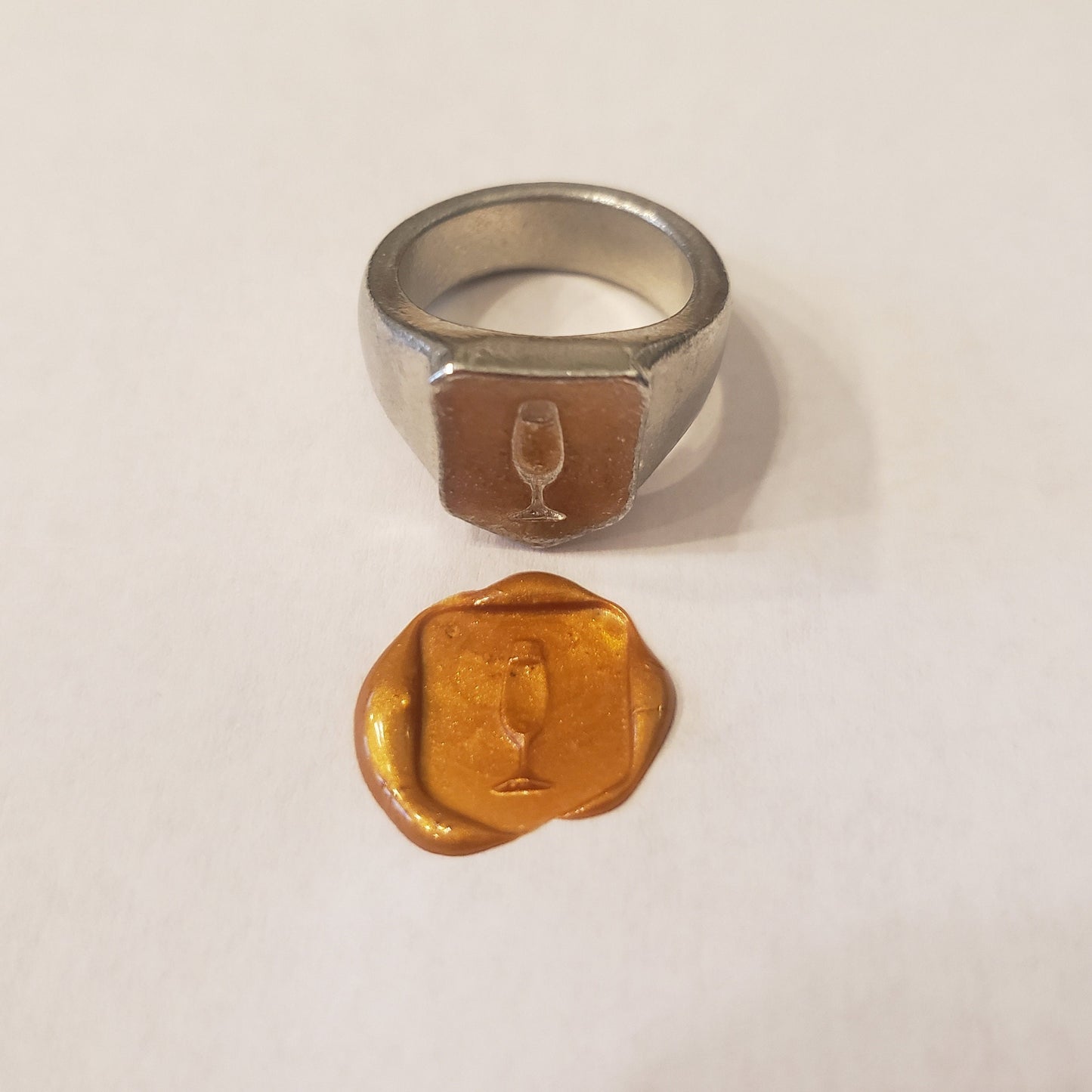 Champagne flute wax seal signet ring