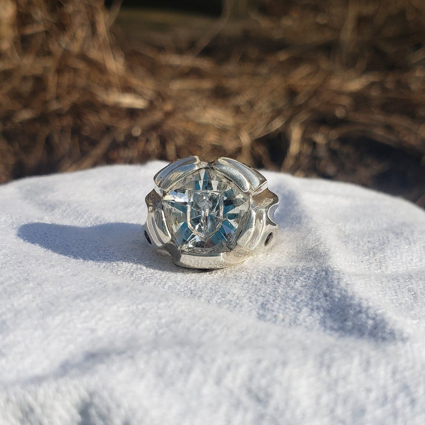 Sword and shield intaglio silver ring