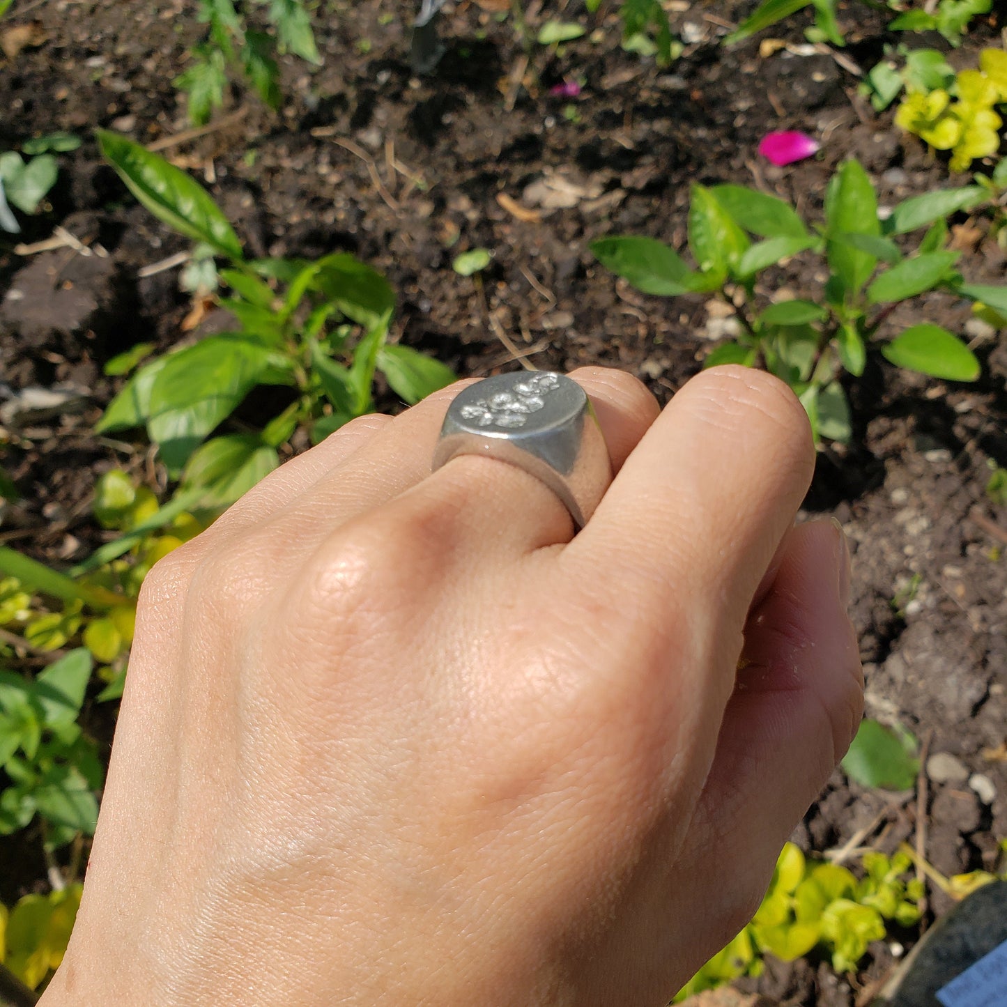 Bear with a ball wax seal signet ring