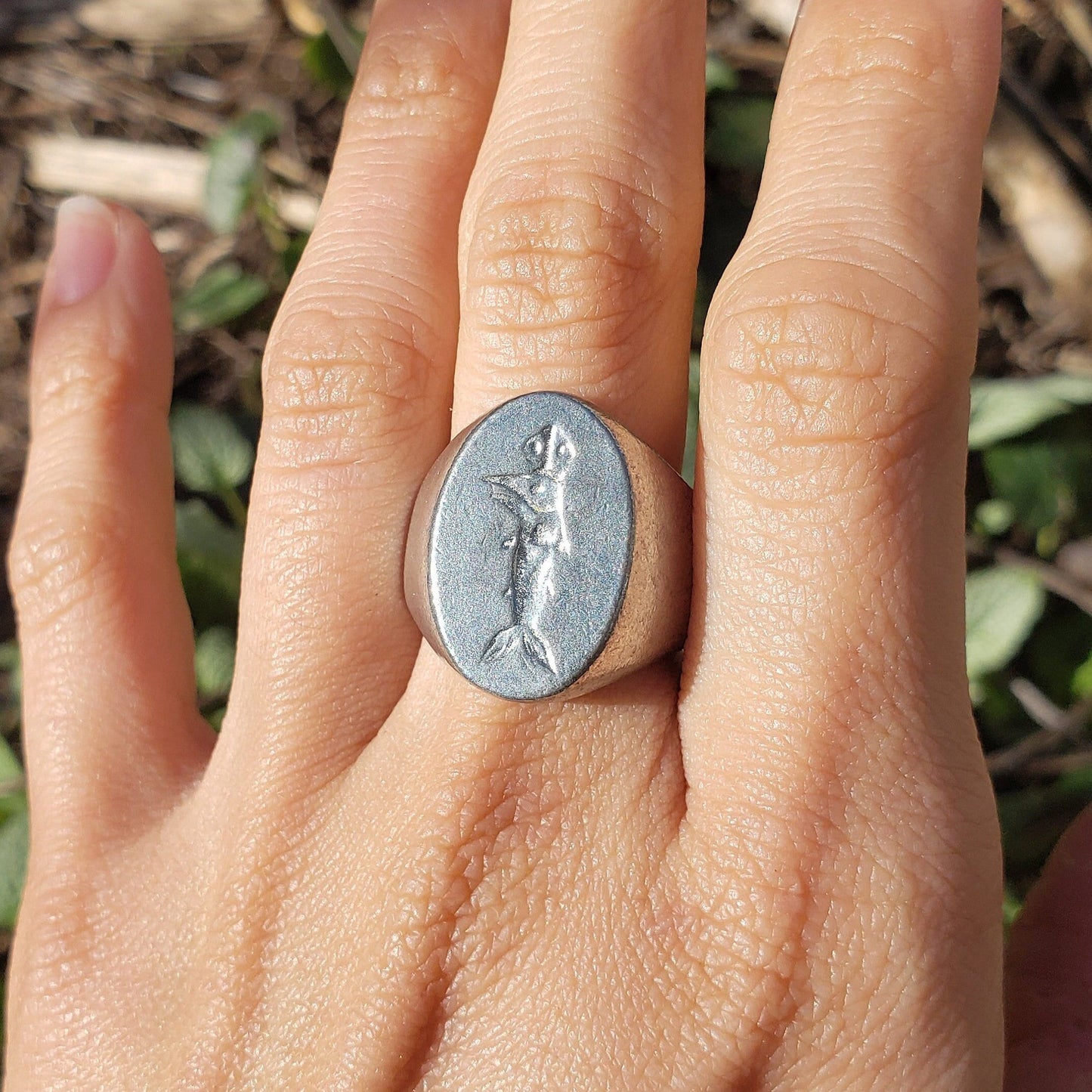 Holy mackerel wax seal signet ring