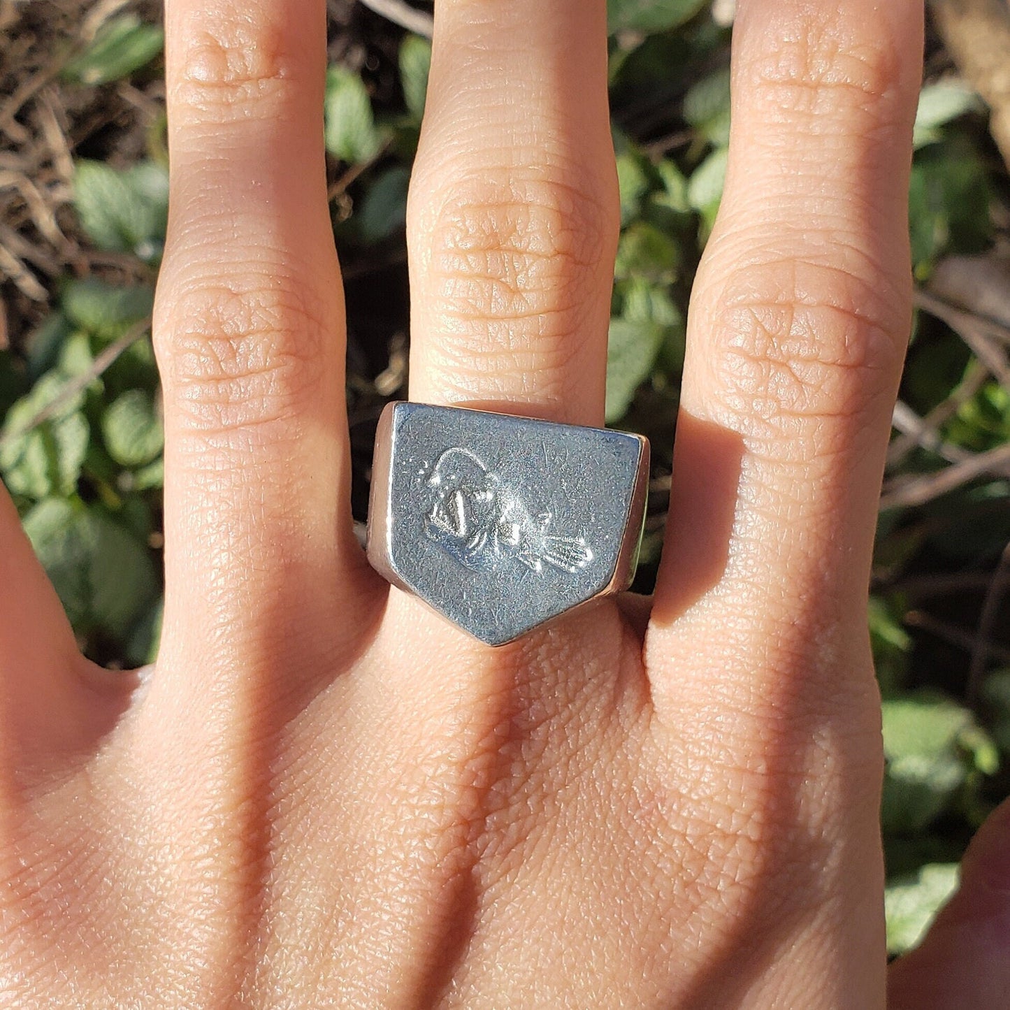 Angler fish wax seal signet ring