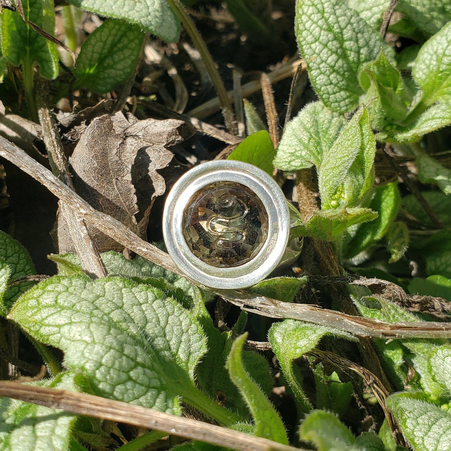 Citrine snake silver ring