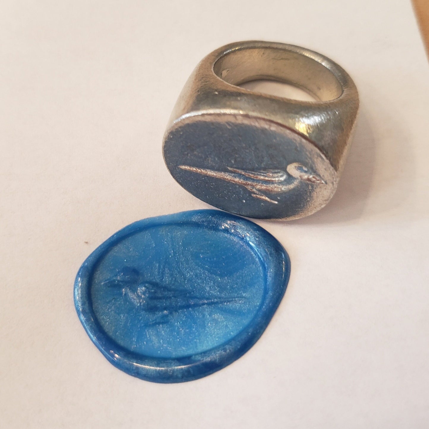 crow wax seal signet ring