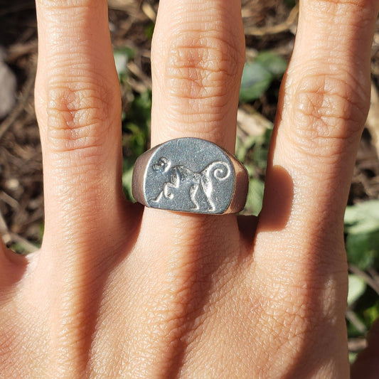 Capuchin monkey wax seal signet ring