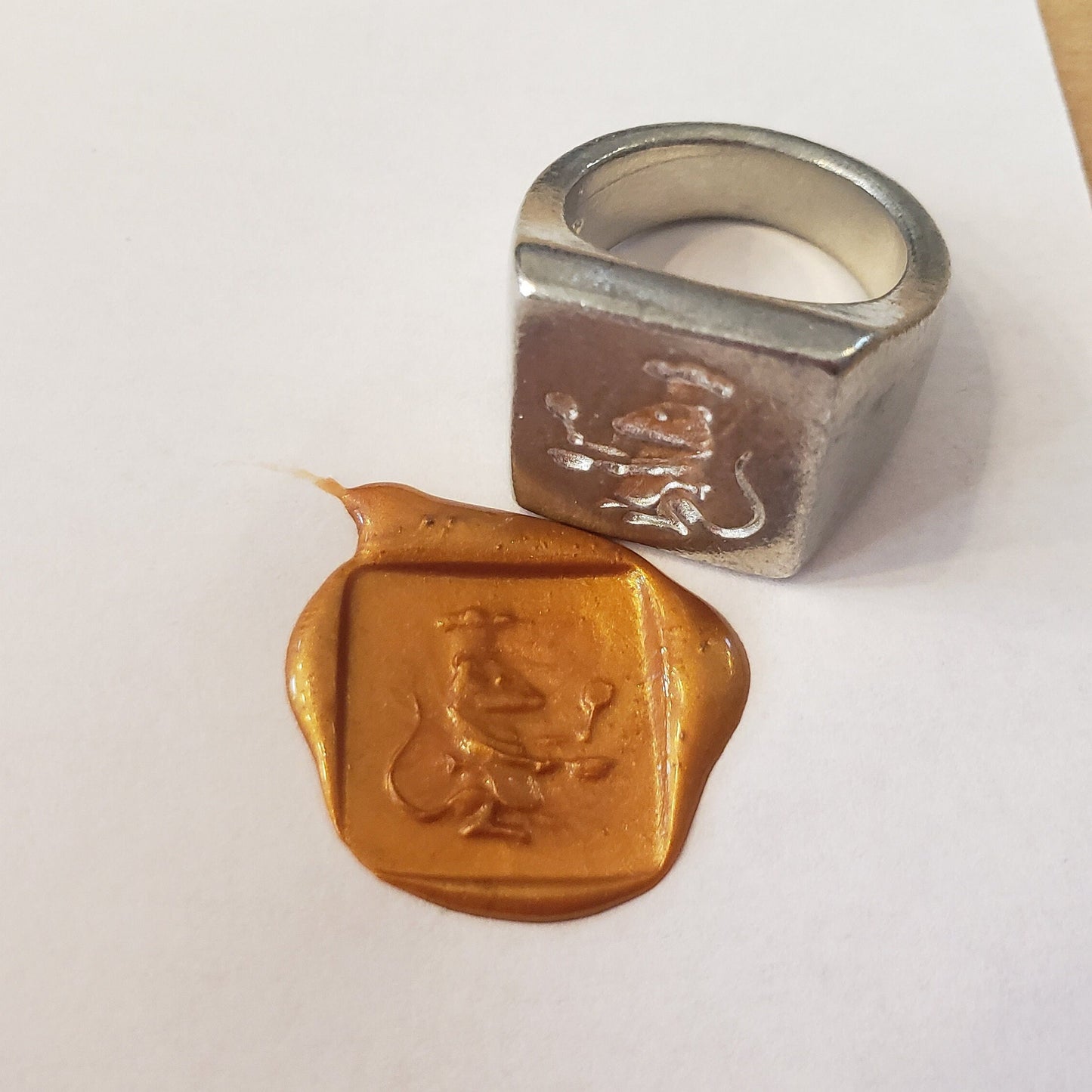 Chef mouse wax seal signet ring