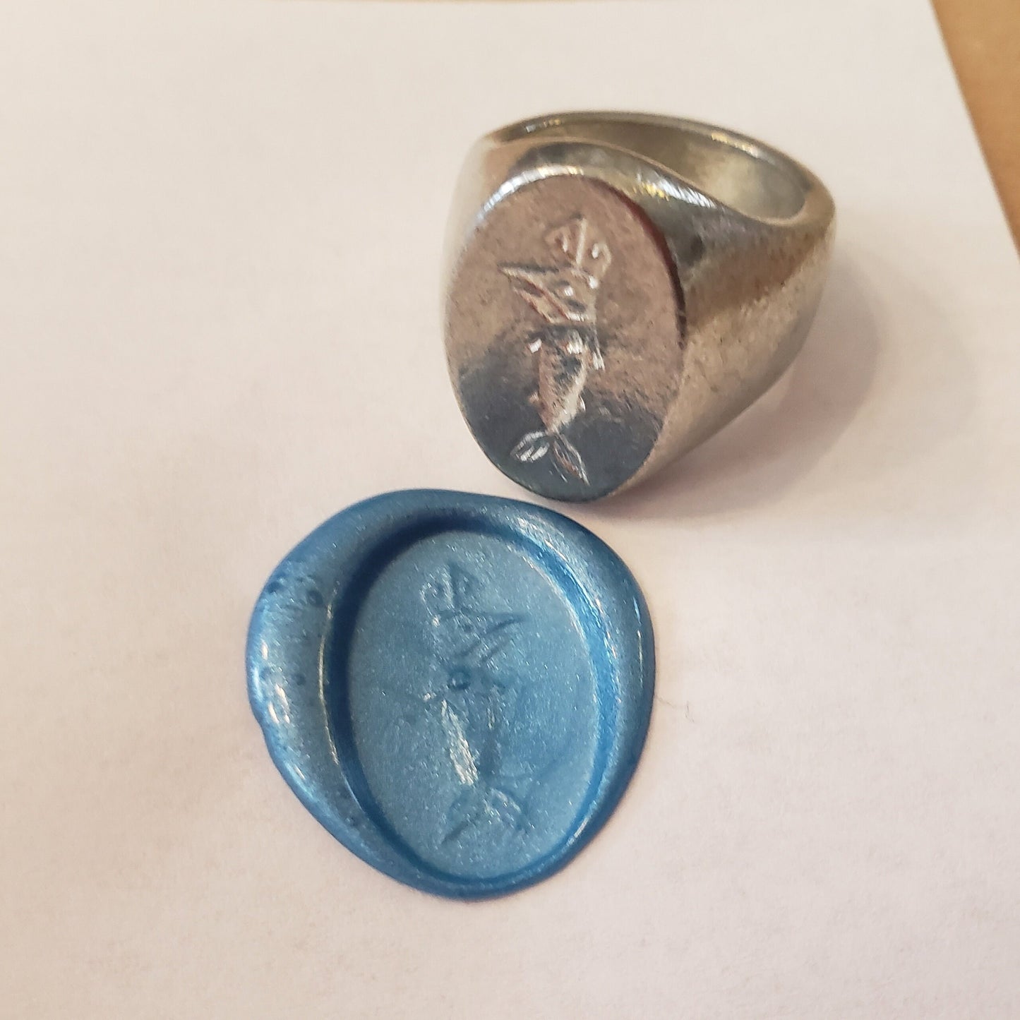 Holy mackerel wax seal signet ring