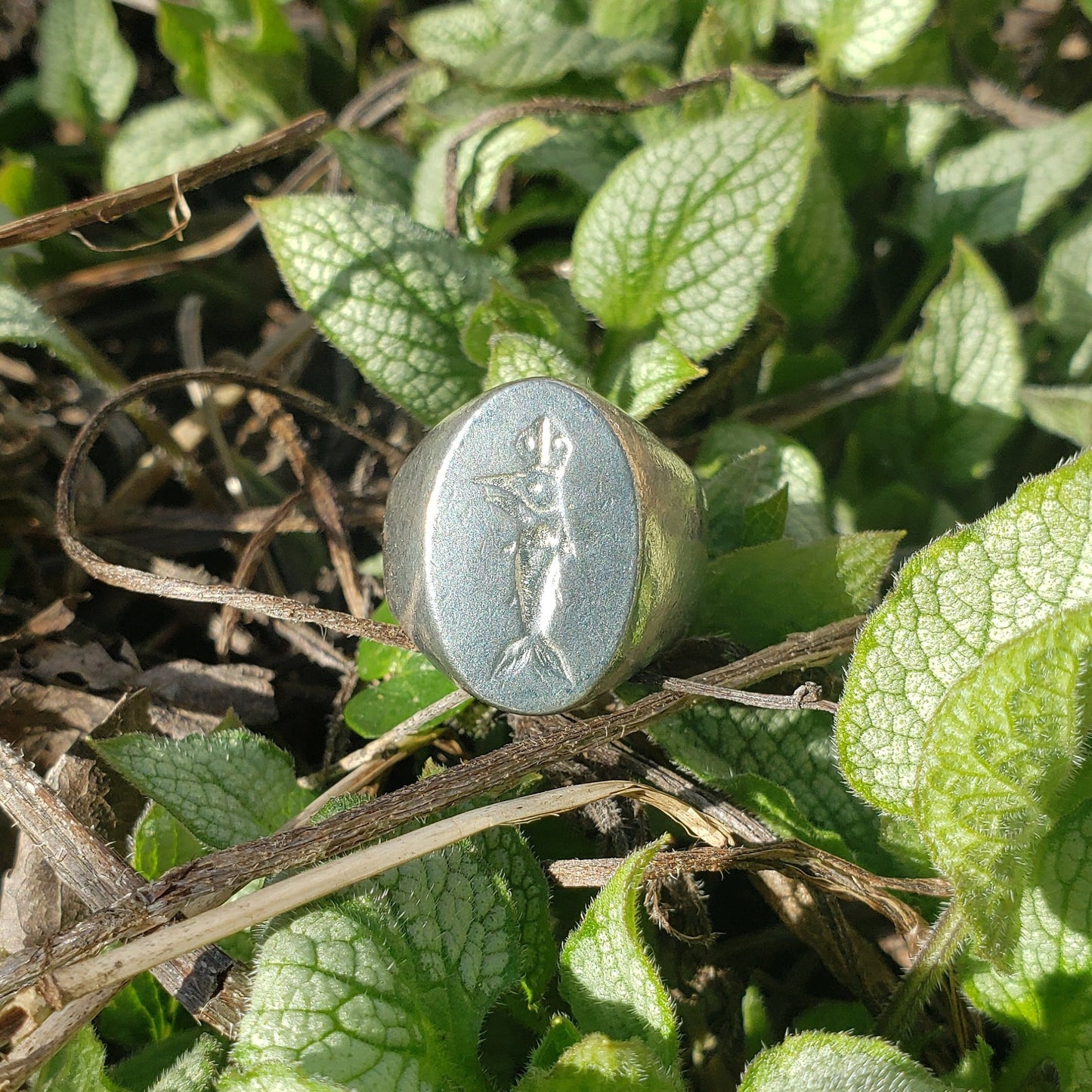 Holy mackerel wax seal signet ring