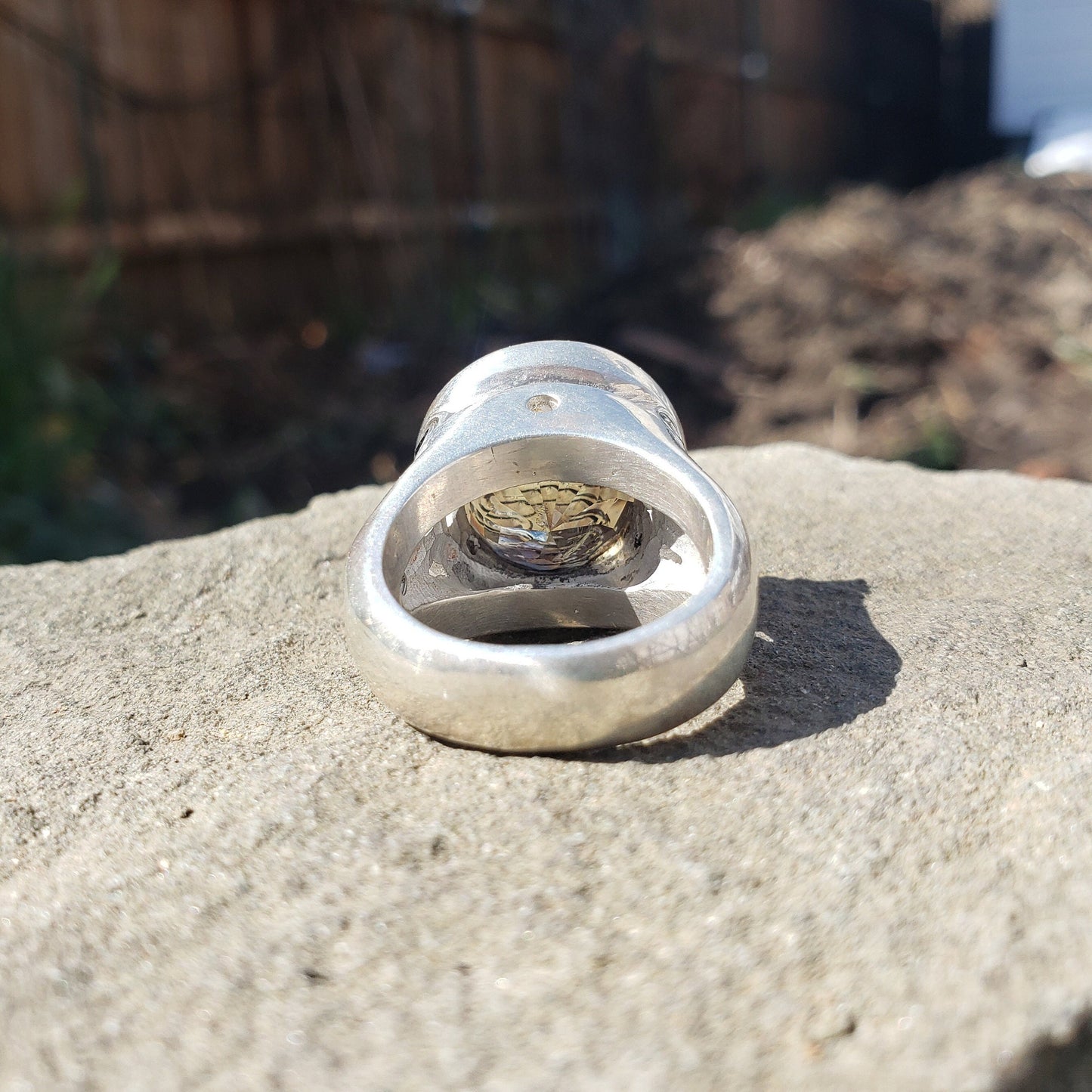 Citrine snake silver ring