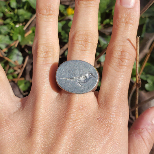 crow wax seal signet ring