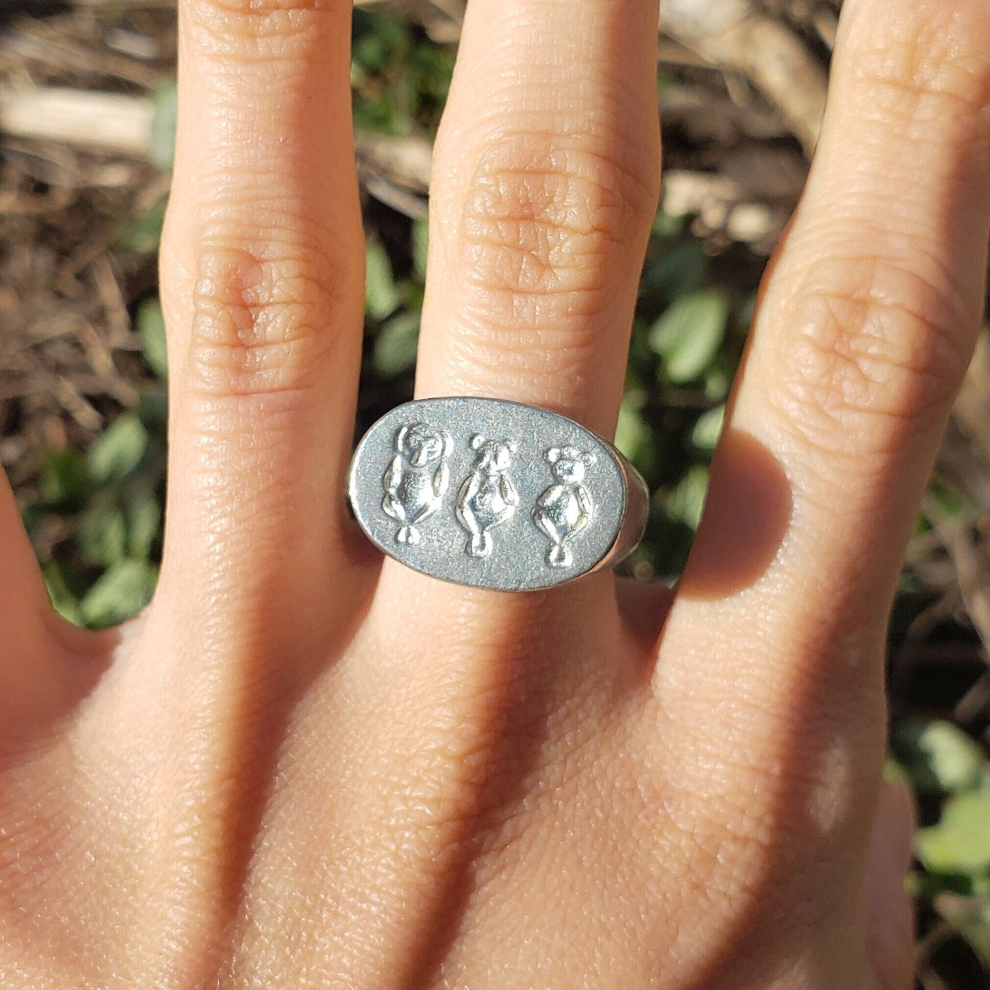 No evil monkeys wax seal signet ring