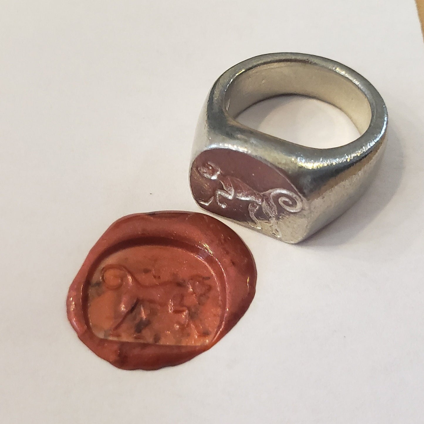 Capuchin monkey wax seal signet ring