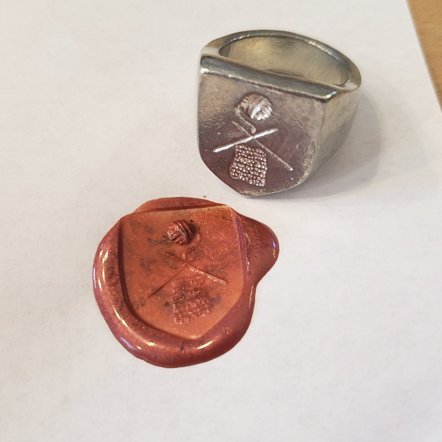 Knit wax seal signet ring