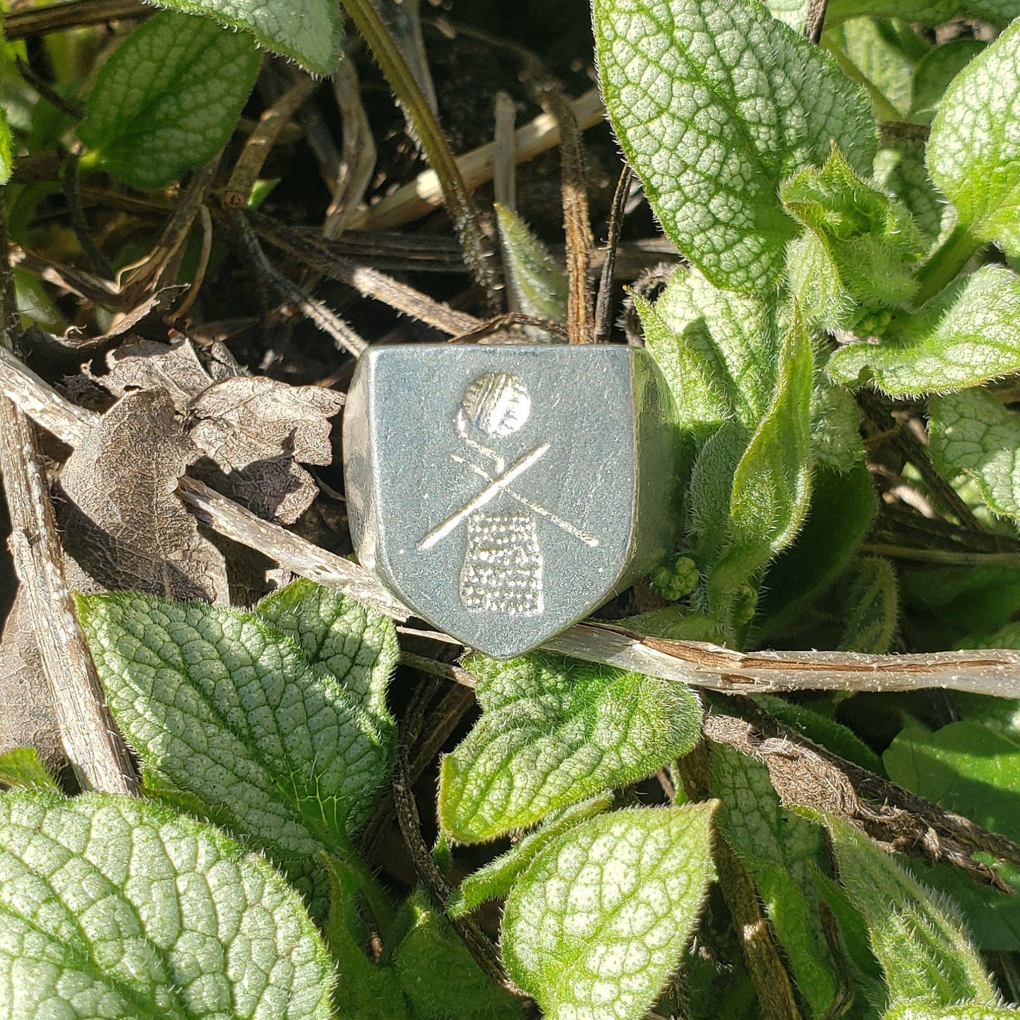 Knit wax seal signet ring