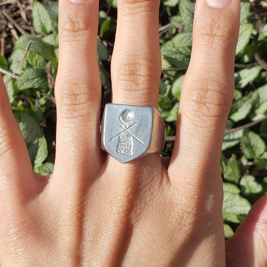 Knit wax seal signet ring