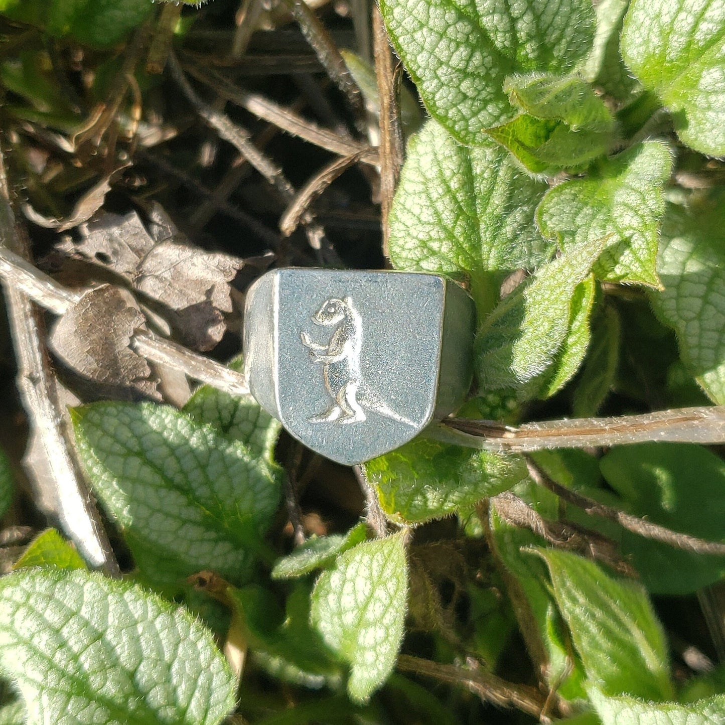 Weasel rampant wax seal signet ring