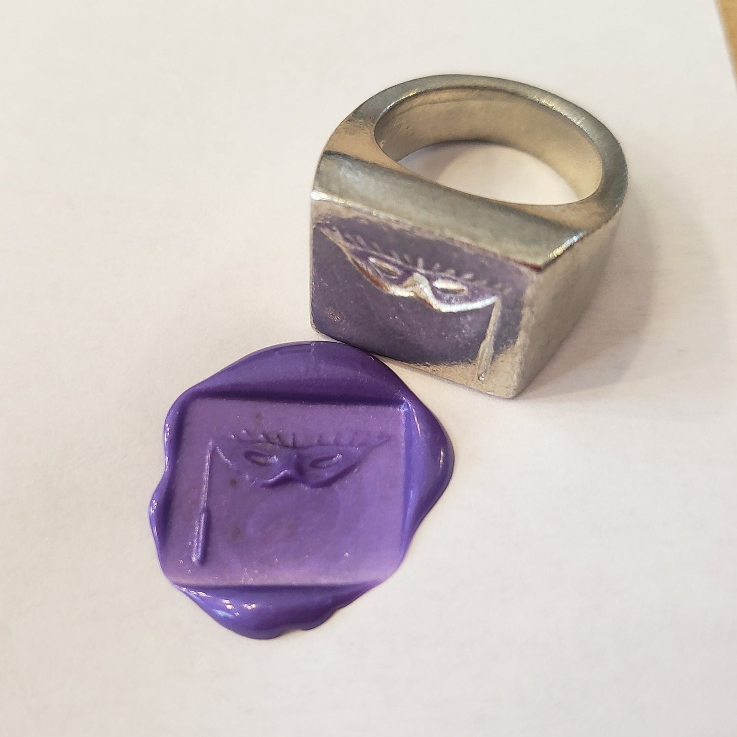 Masquerade mask wax seal signet ring