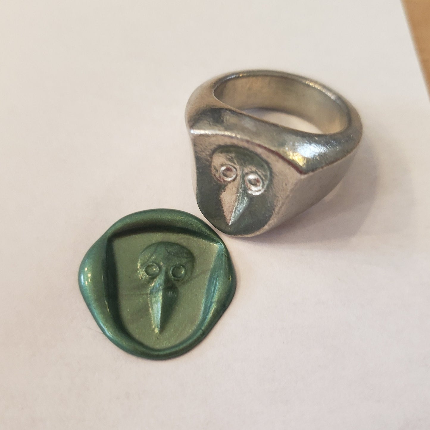 Plague doctor mask wax seal signet ring