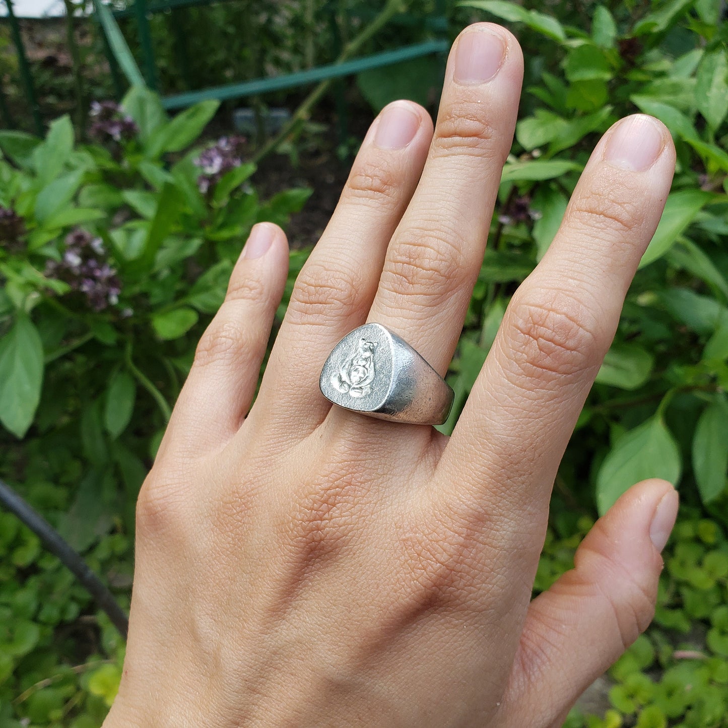 Bear woman wax seal signet ring