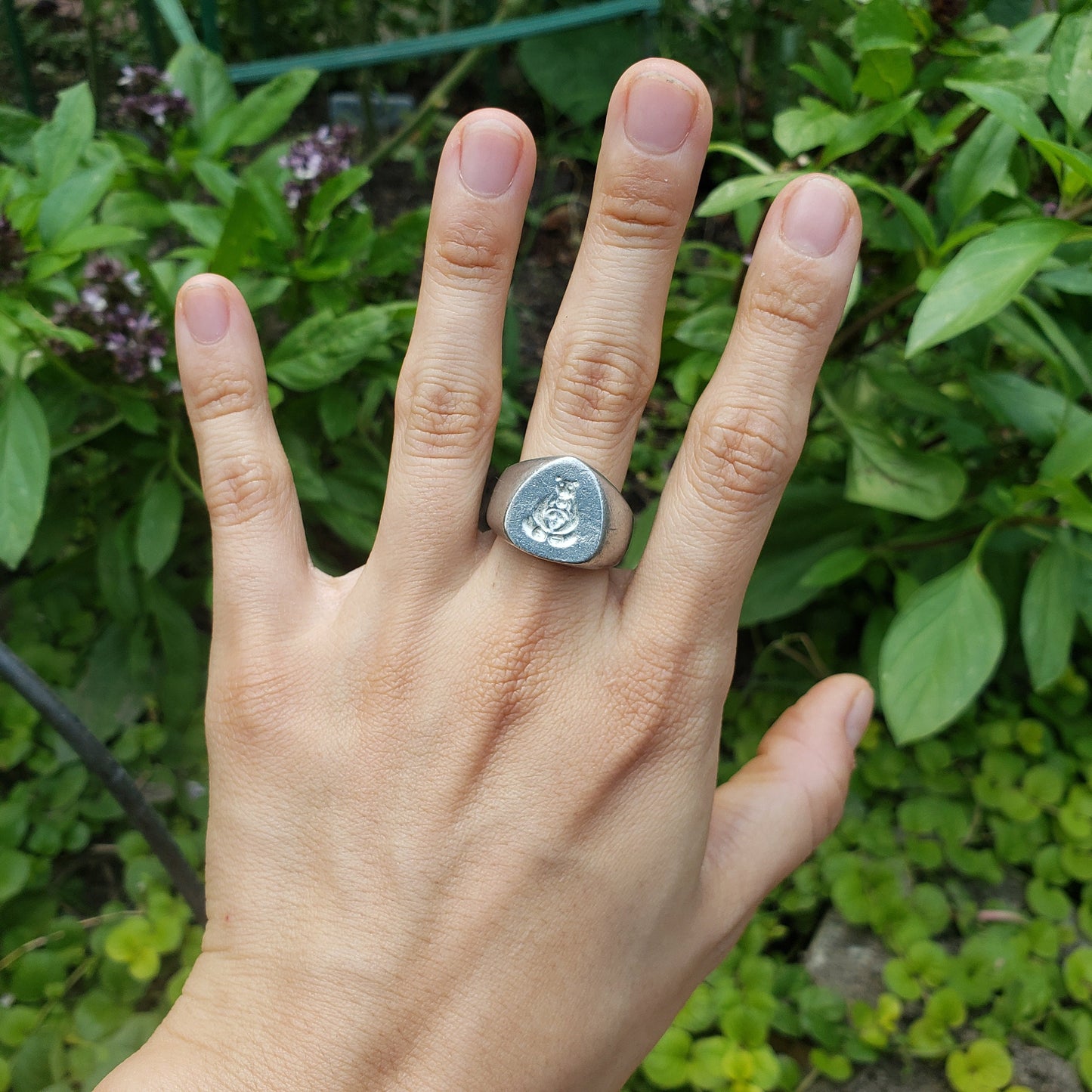 Bear woman wax seal signet ring