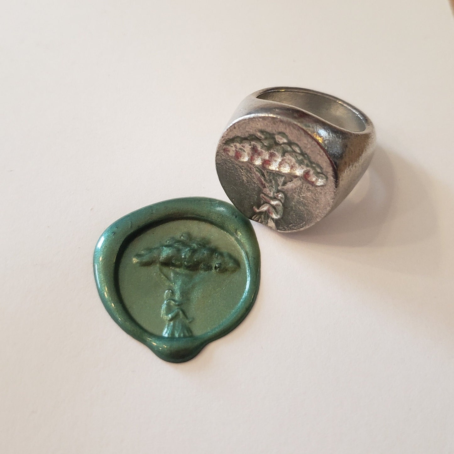 Tree hugger wax seal signet ring