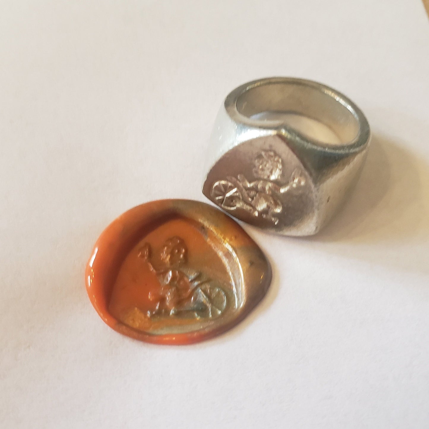 Tricycle clown wax seal signet ring