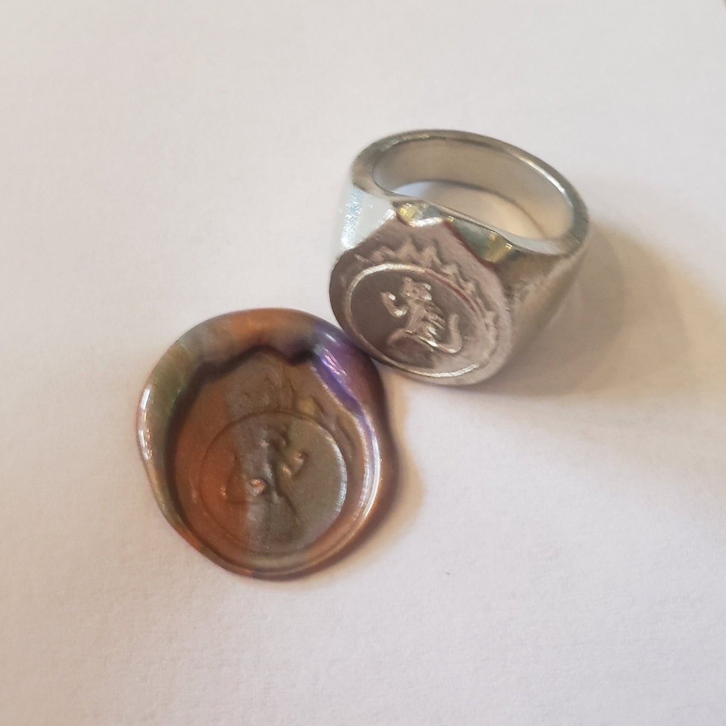 Circus tiger wax seal signet ring