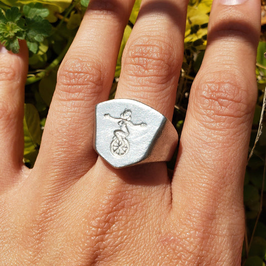 unicycle wax seal signet ring