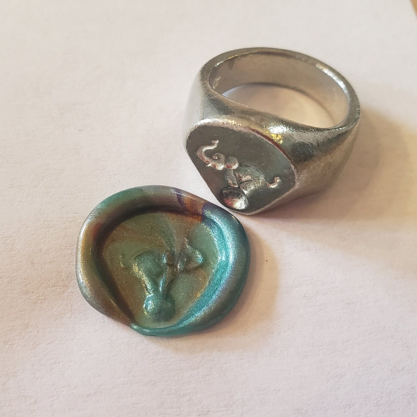 Circus elephant wax seal signet ring