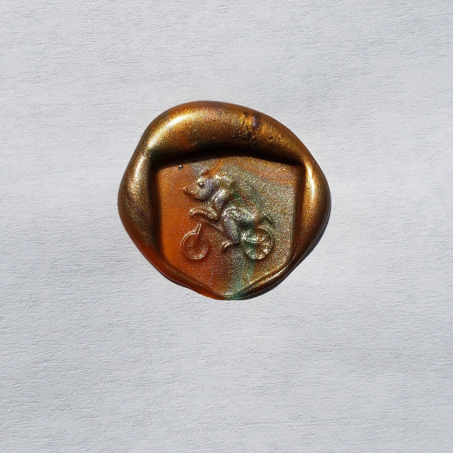 Bicycle bear wax seal signet ring