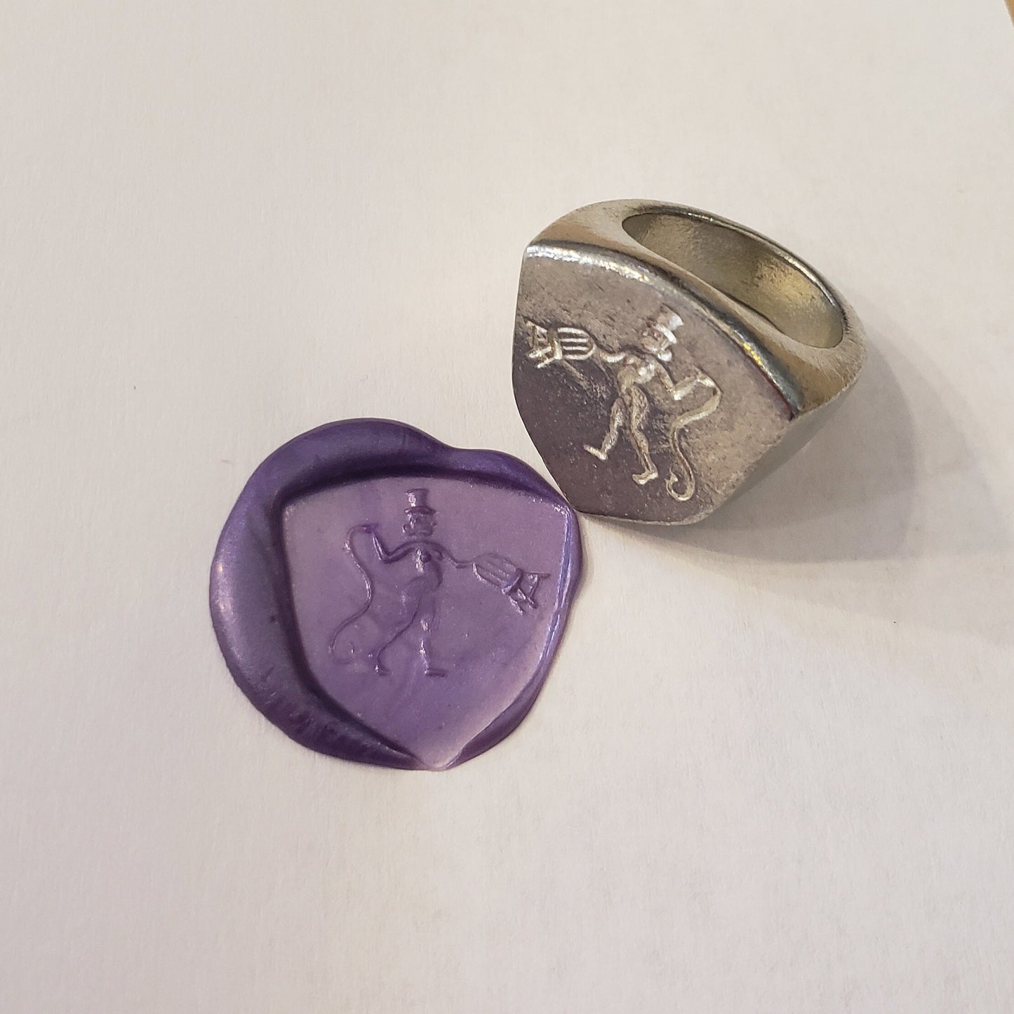 Lion tamer wax seal signet ring