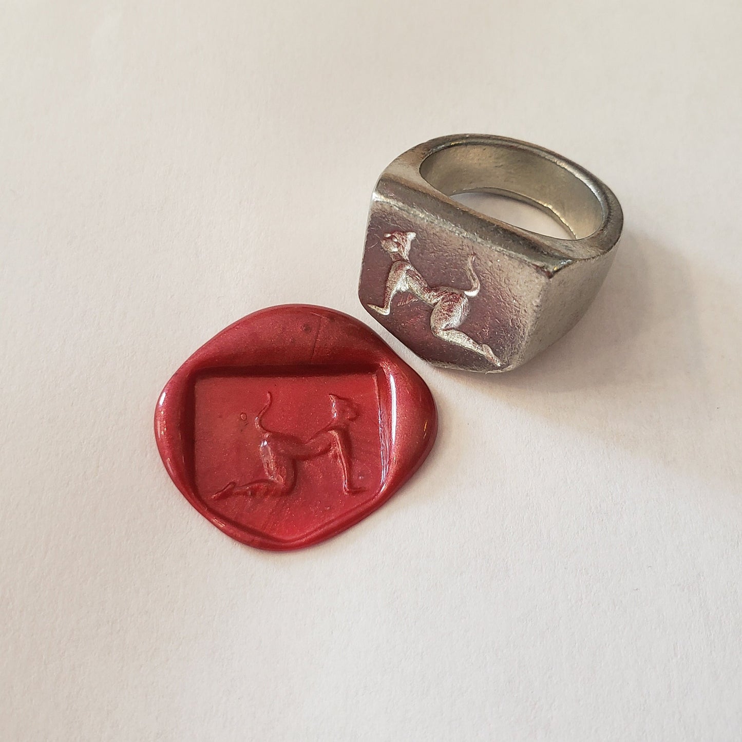 Cat girl wax seal signet ring