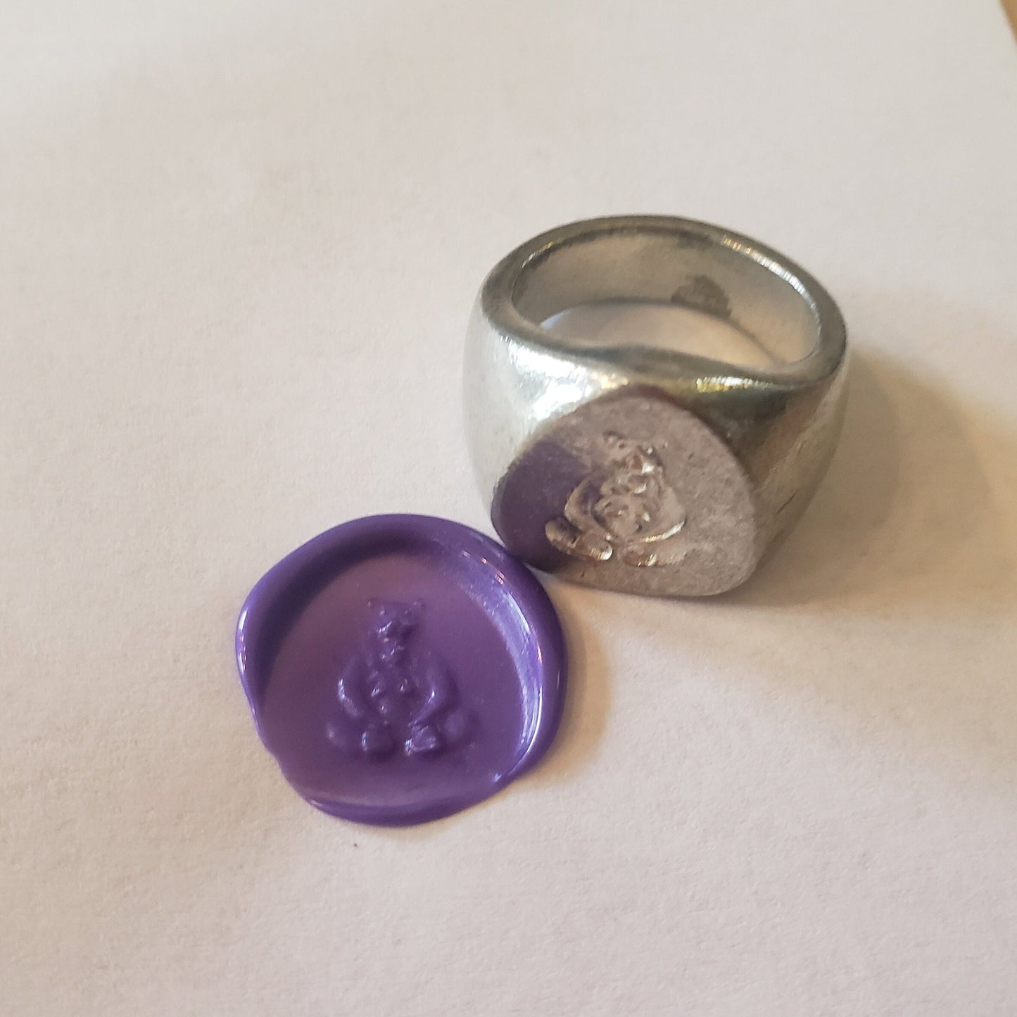 Bear woman wax seal signet ring