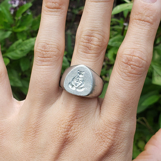 Bear woman wax seal signet ring