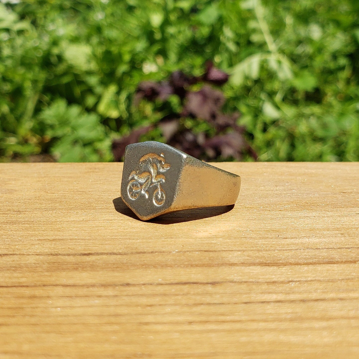 Bicycle bear wax seal signet ring