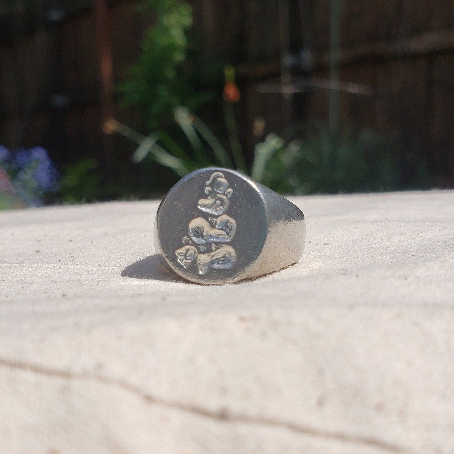 Bear with a ball wax seal signet ring