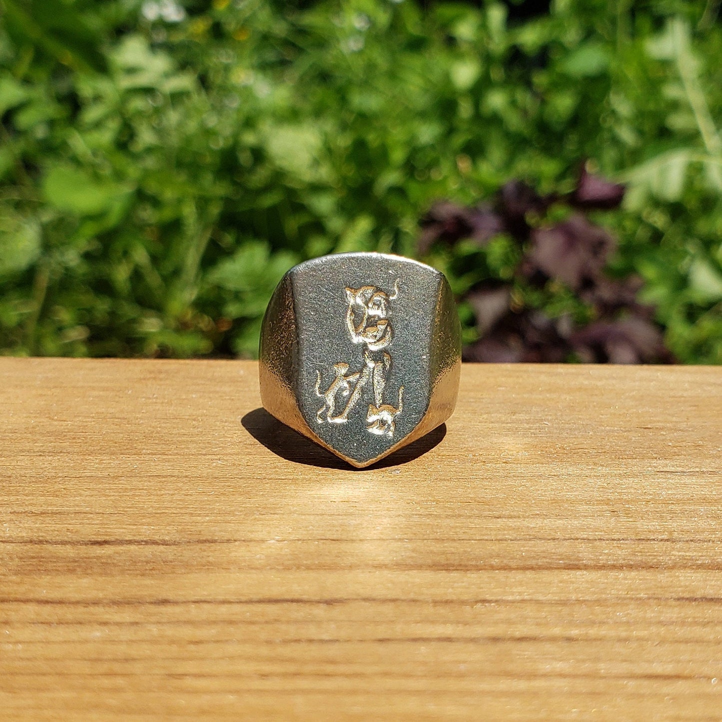 Cat lady wax seal signet ring