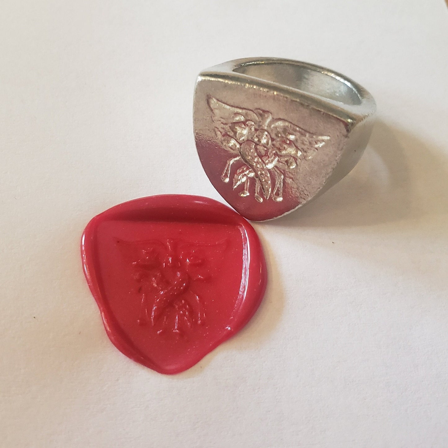 Cherubim wax seal signet ring